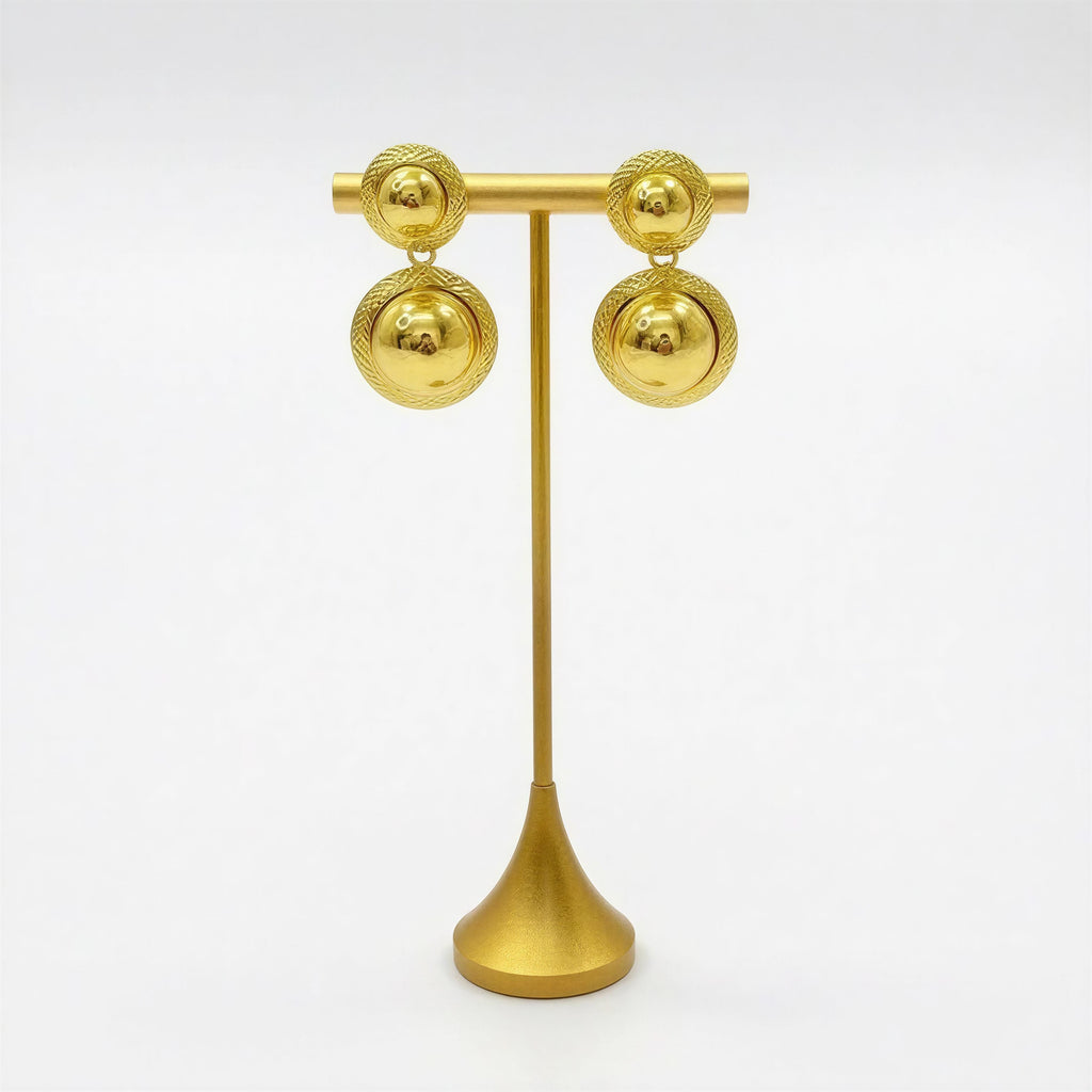 Aretes AR007 - Doble Círculo Dorado en Rodio