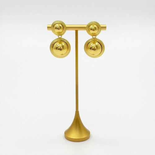 Aretes AR007 - Doble Círculo Dorado en Rodio