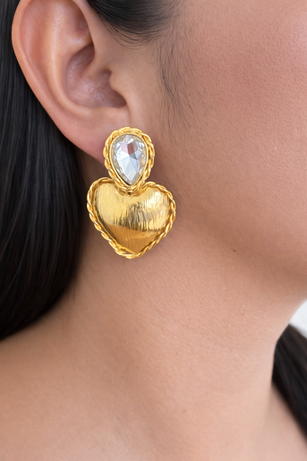 Aretes Corazón con Cristal - AR002