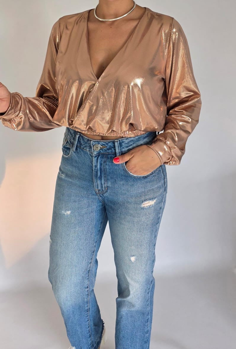 Blusa Brillante Stretch - Rose Gold