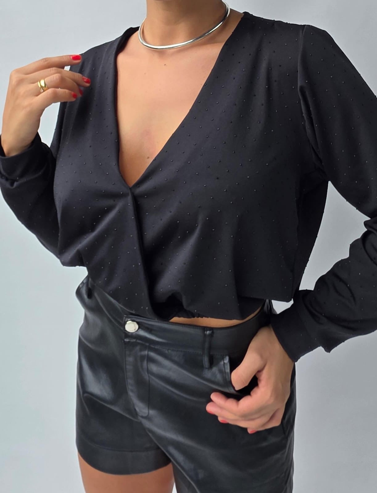 Blusa Manga Larga con Cristales