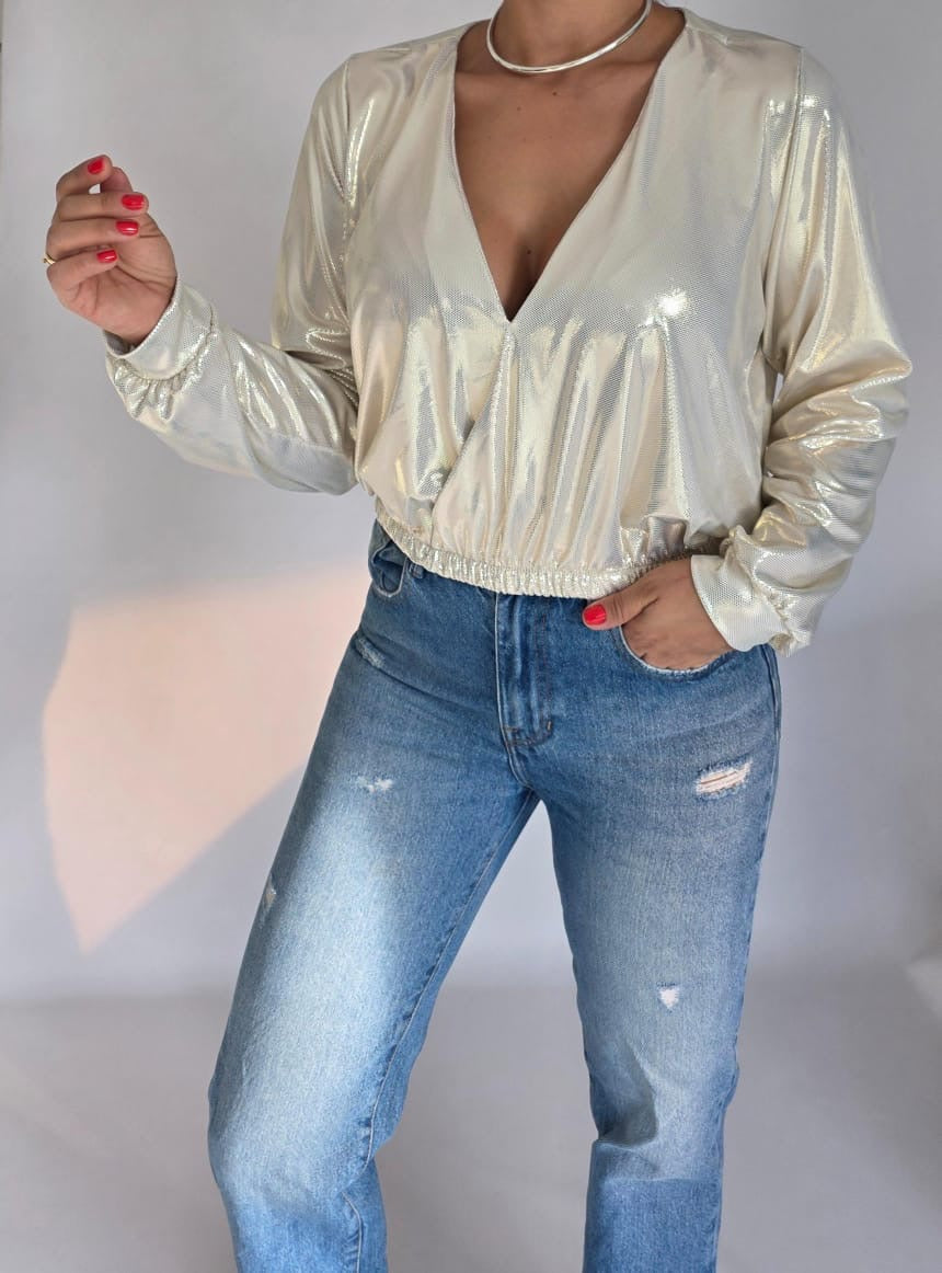 Blusa Brillante Stretch - Champagne