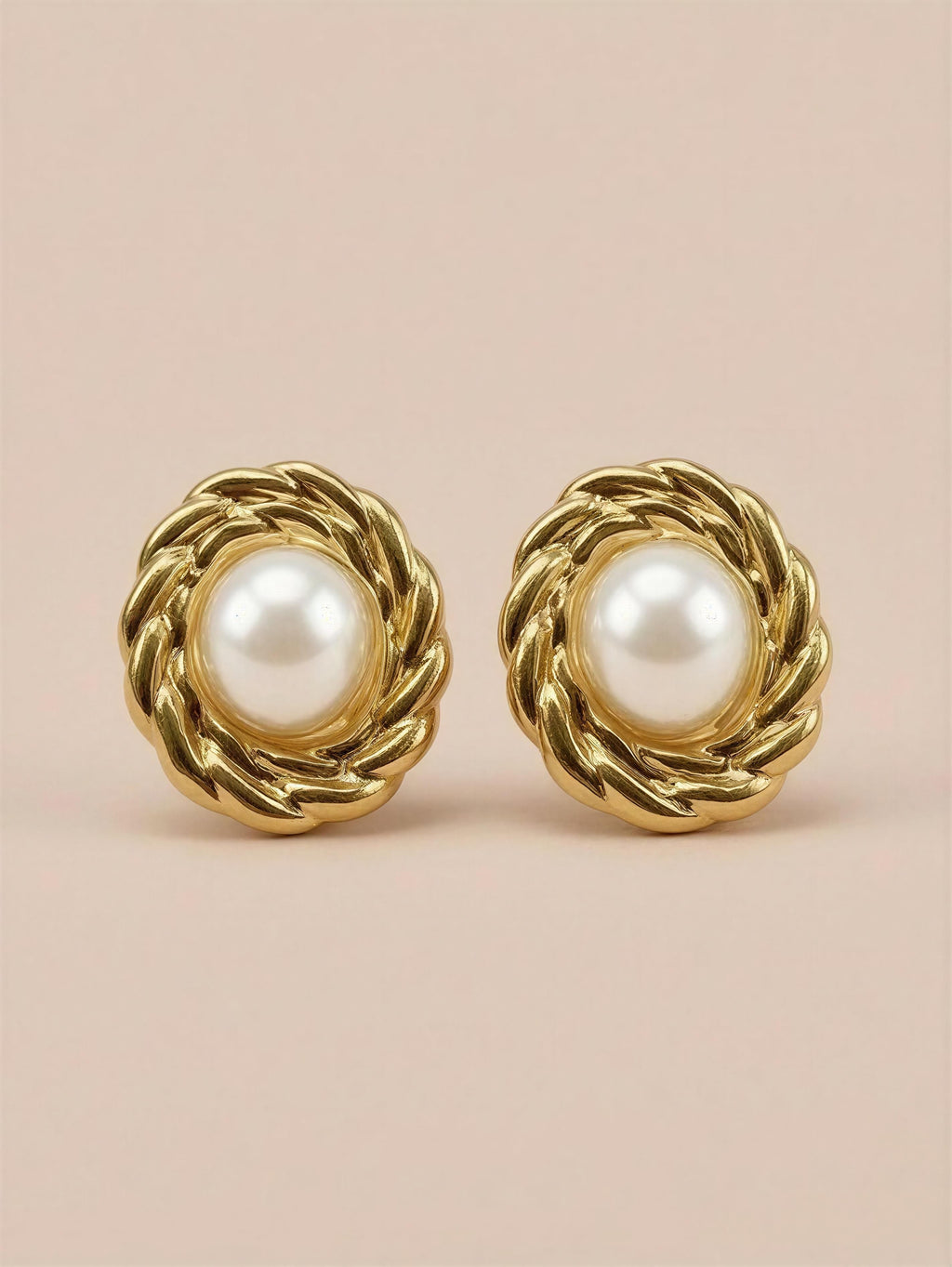 Topo TP015 - Ovalado Dorado Trenza con Perla