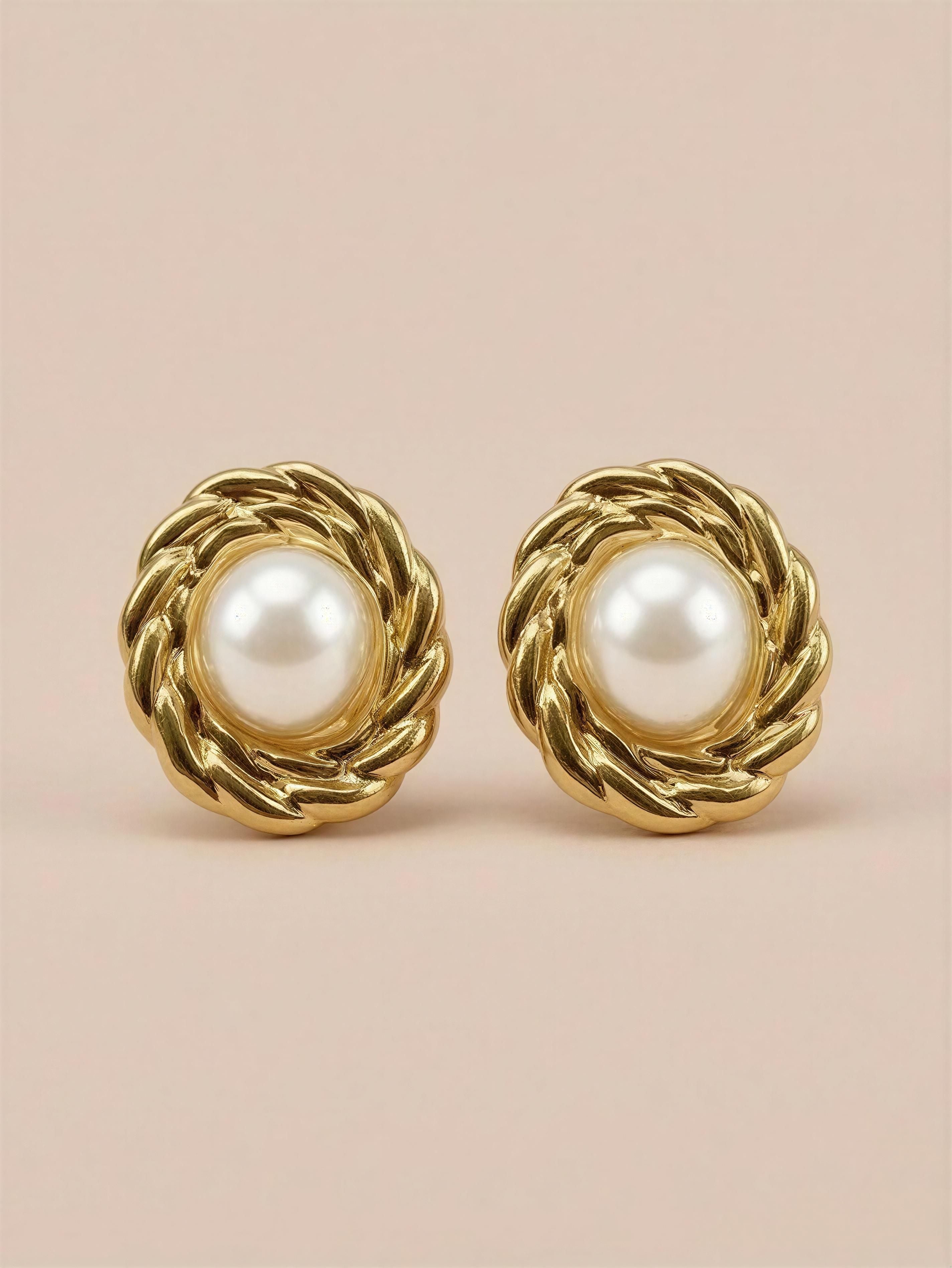 Topo TP015 - Ovalado Dorado Trenza con Perla