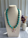 Collar Turquesa cristal murano y dije strella de Mar