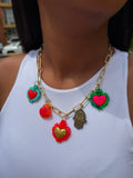 Collar Cadena Rodio con Dijes en Resina