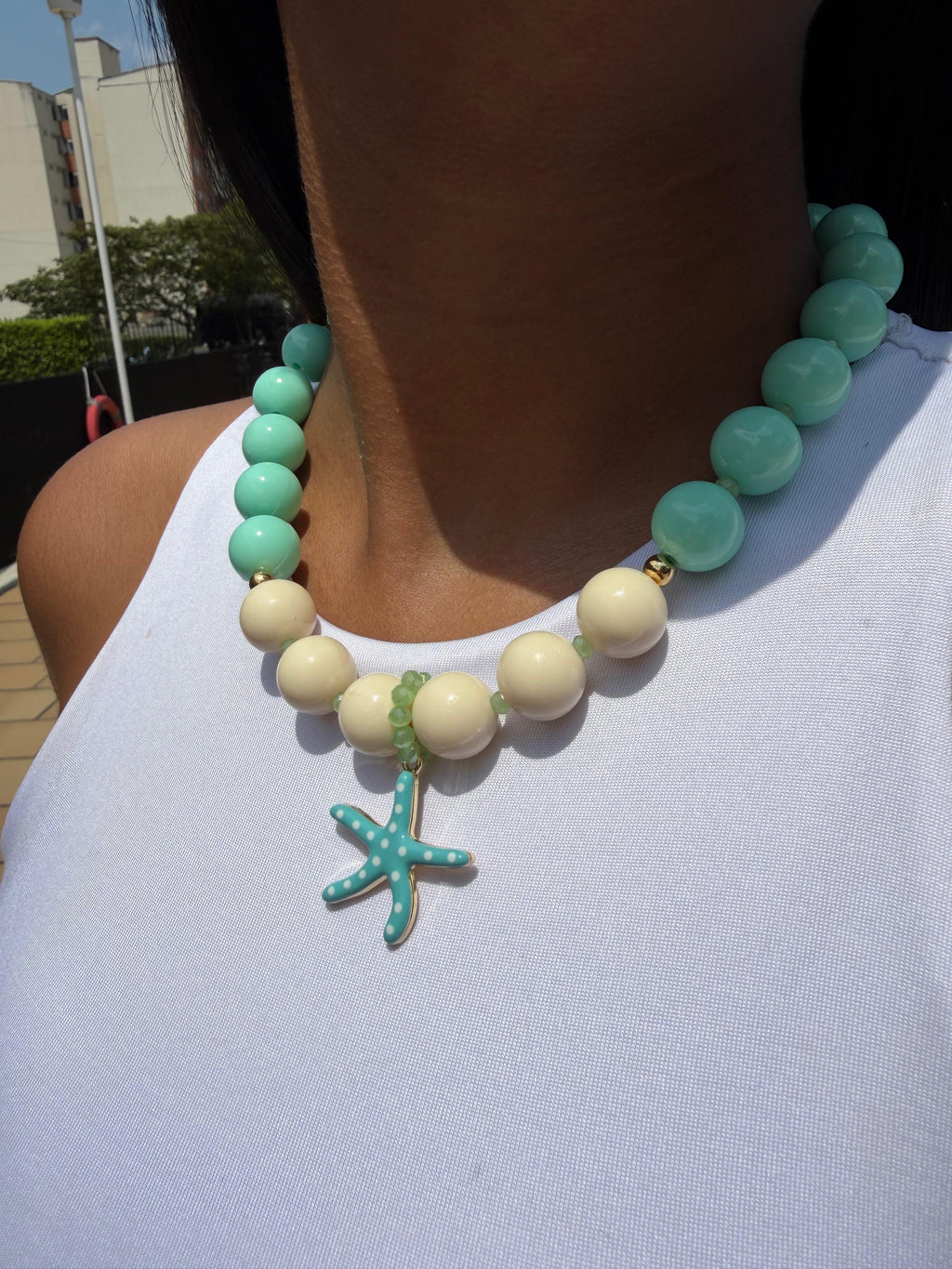 Collar Ábaco Aguamarina Dije Estrella