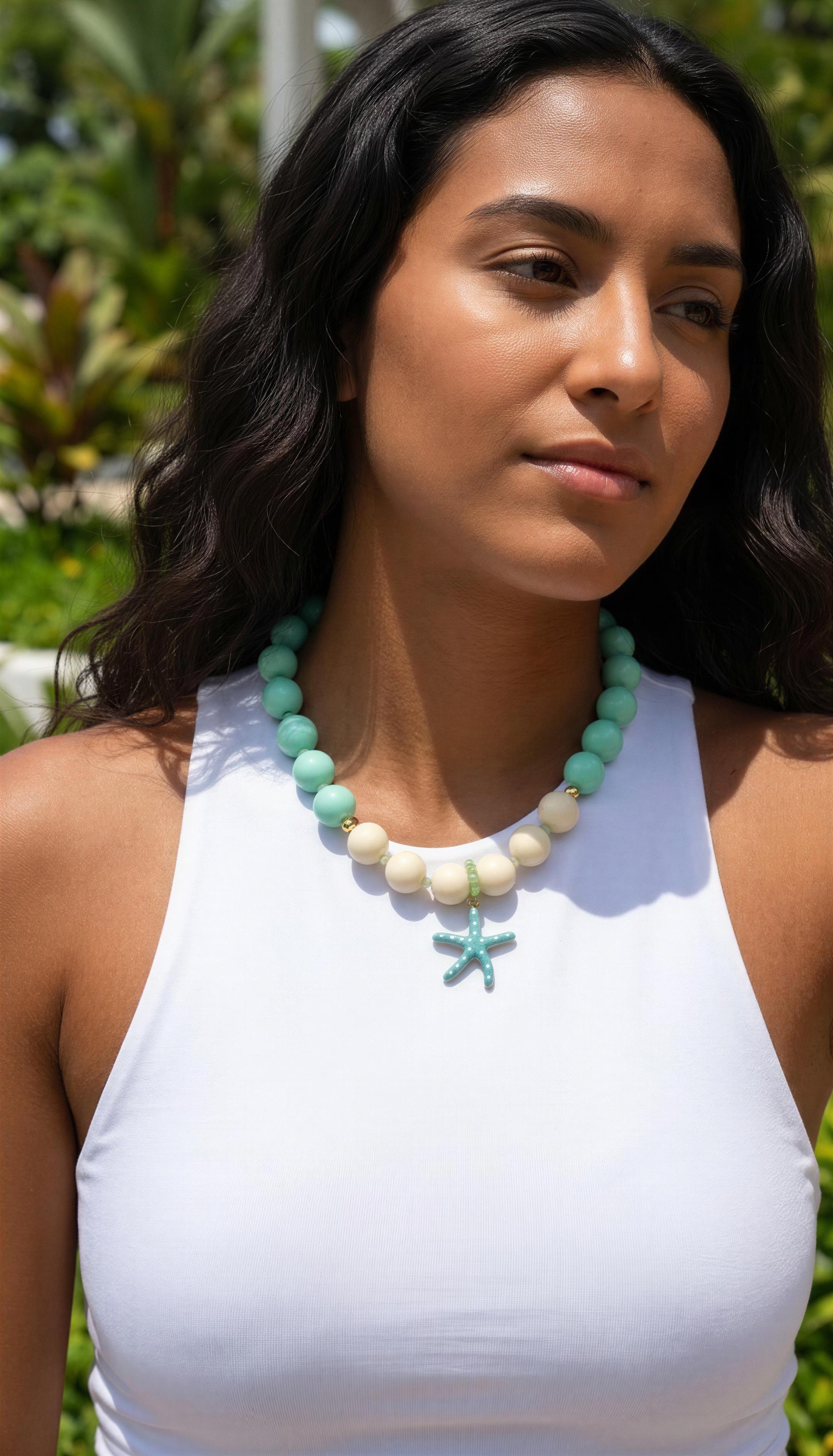 Collar Ábaco Aguamarina Dije Estrella