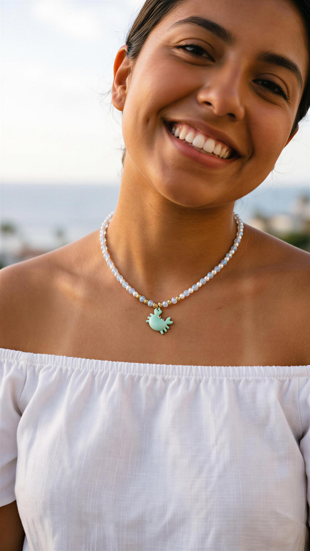 Collar Perlas Dije Cangrejo