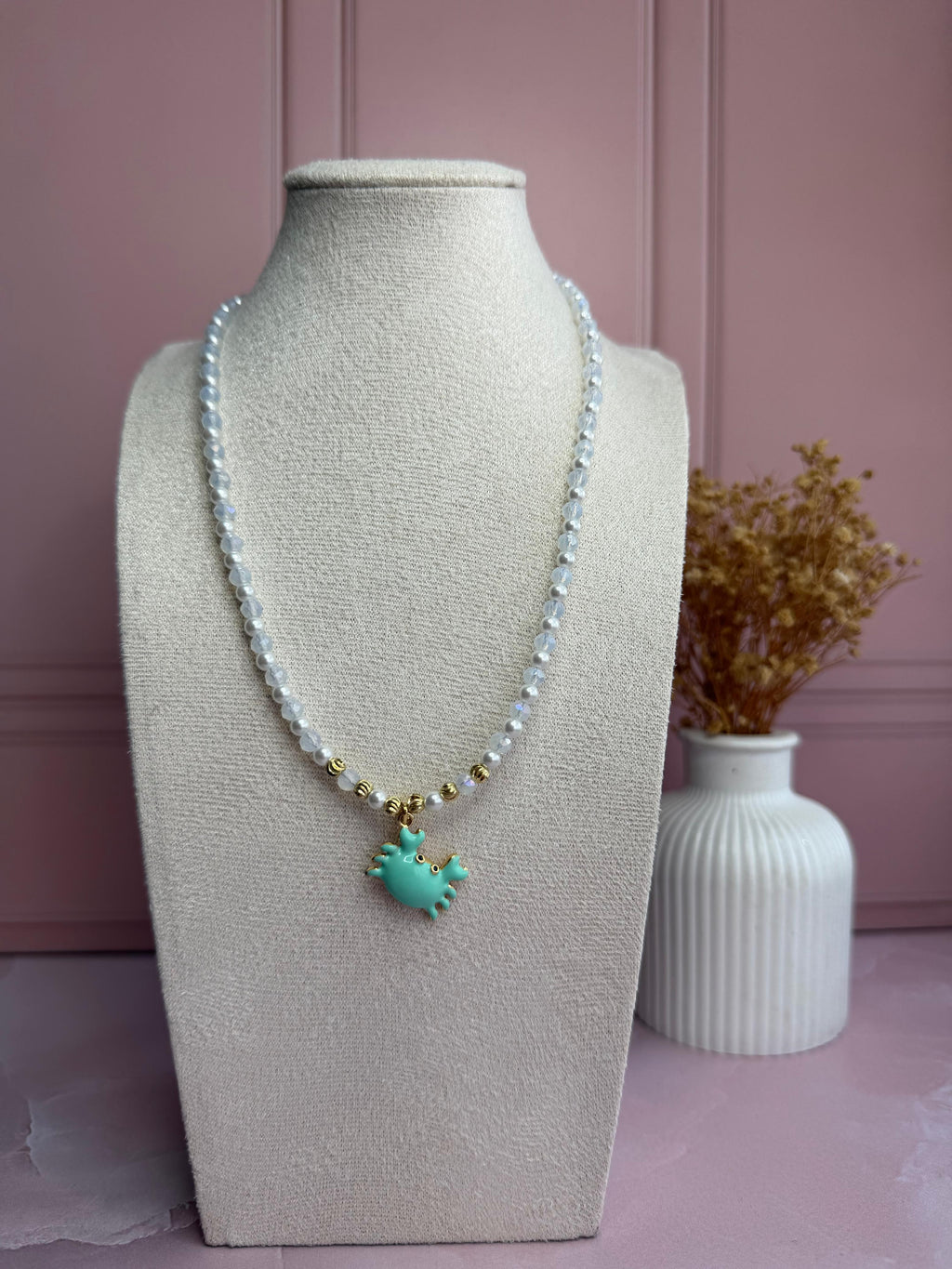 Collar Perlas Dije Cangrejo