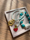 Set x3 pulseras murano buda y turquesa