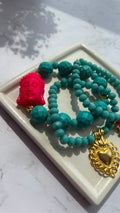 Set x3 pulseras turquesa buda fucsia covergold