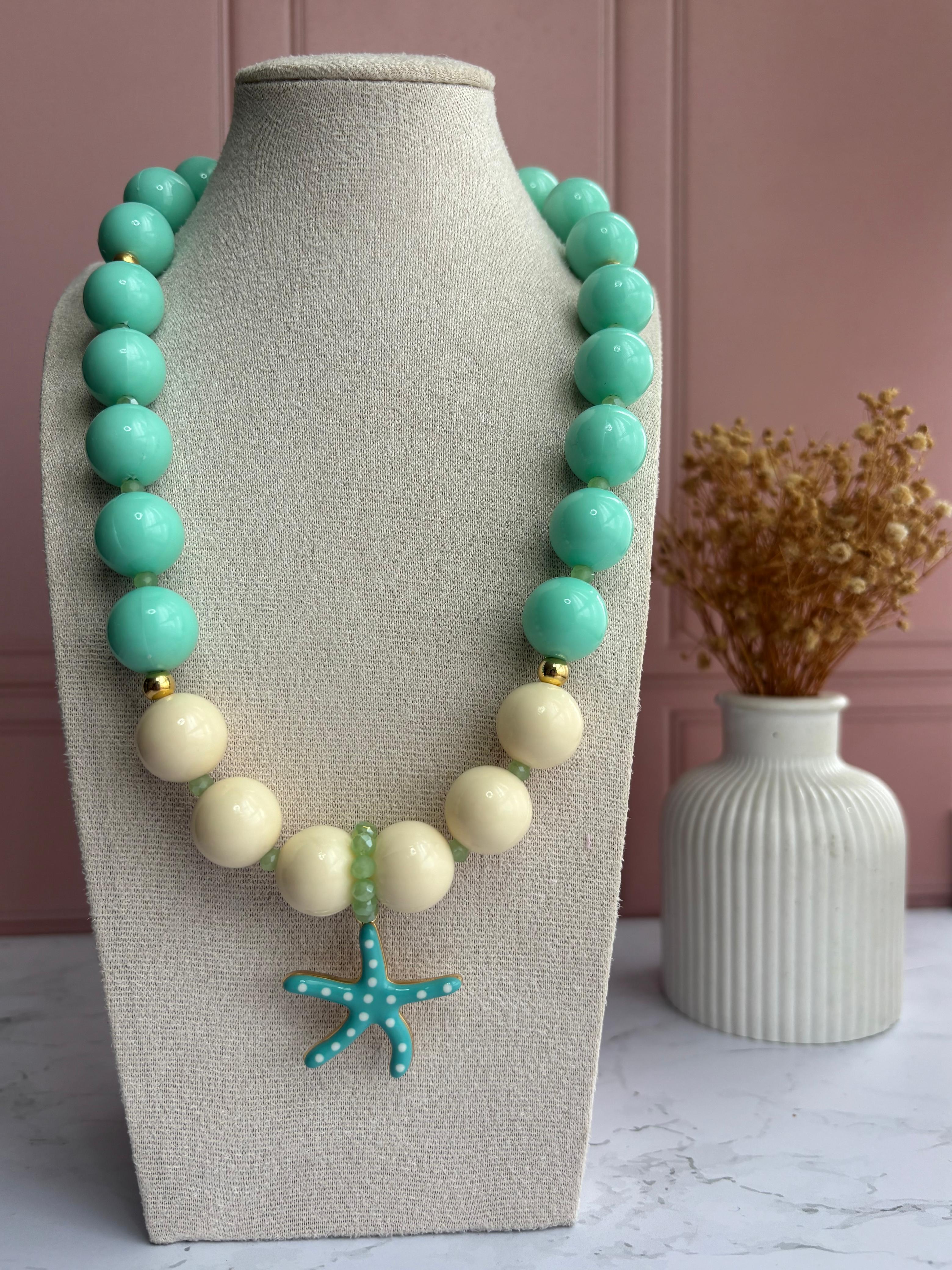 Collar Ábaco Aguamarina Dije Estrella