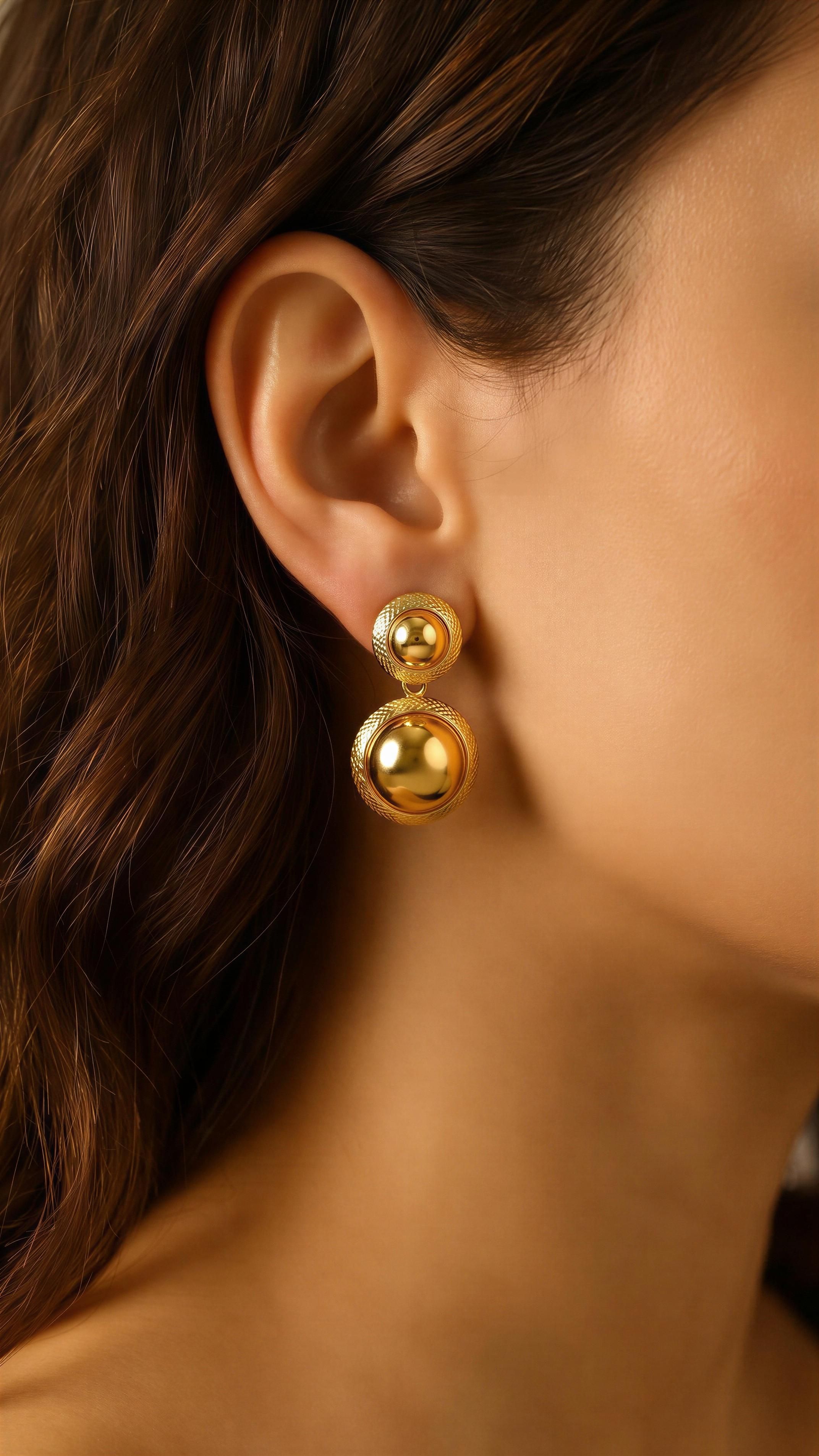 Aretes AR007 - Doble Círculo Dorado en Rodio
