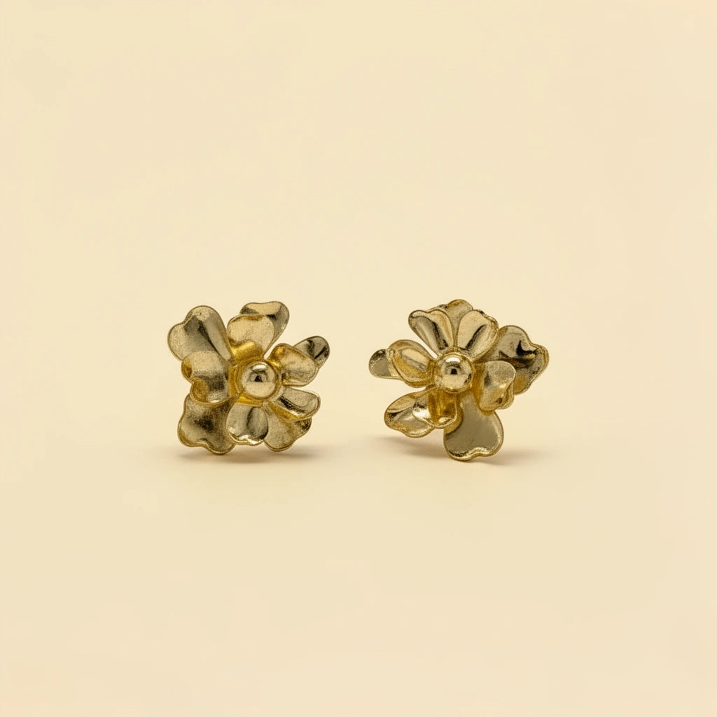 Topos Flor con Pétalos Dorados - Rodio