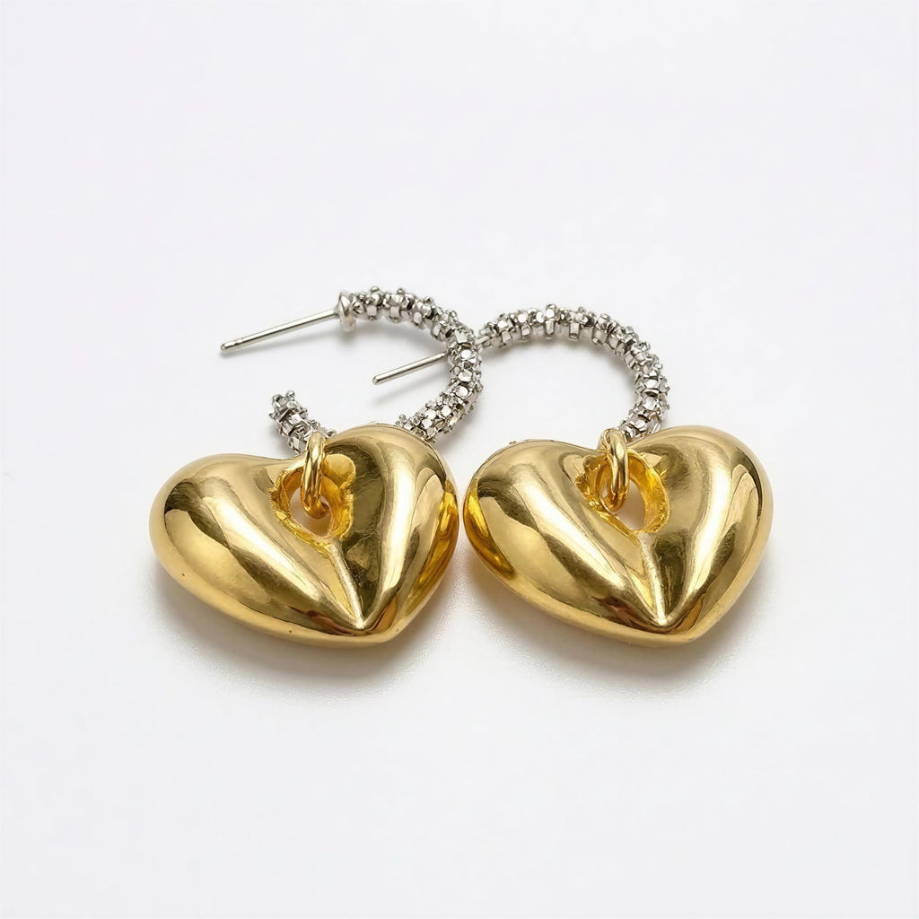 Aretes AR010 - Emi Candonga Plateada y Corazón Dorado