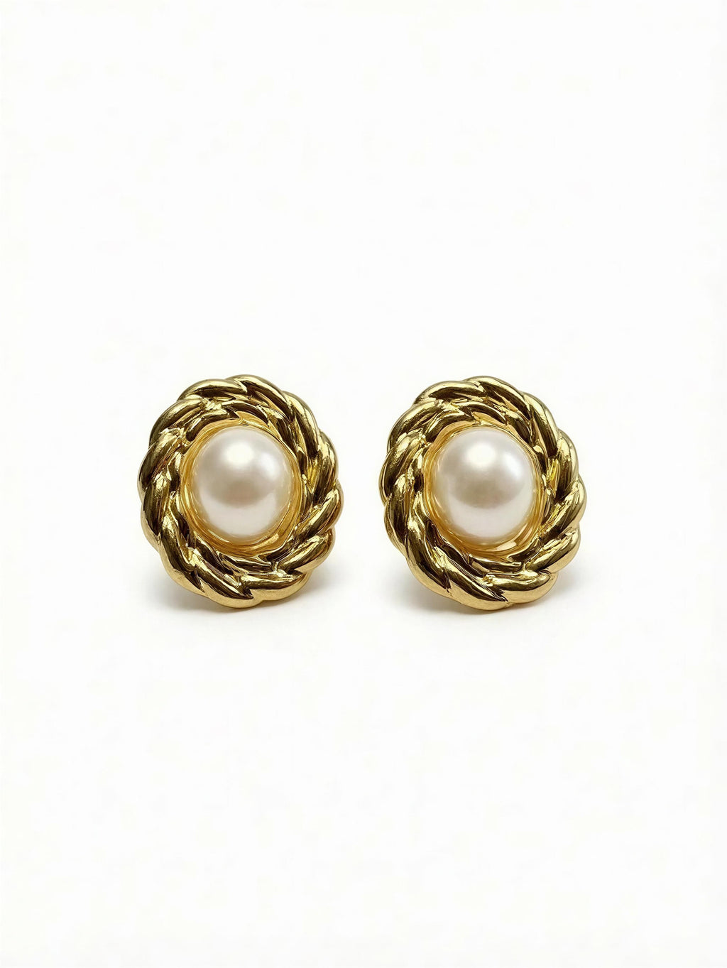 Topo TP015 - Ovalado Dorado Trenza con Perla