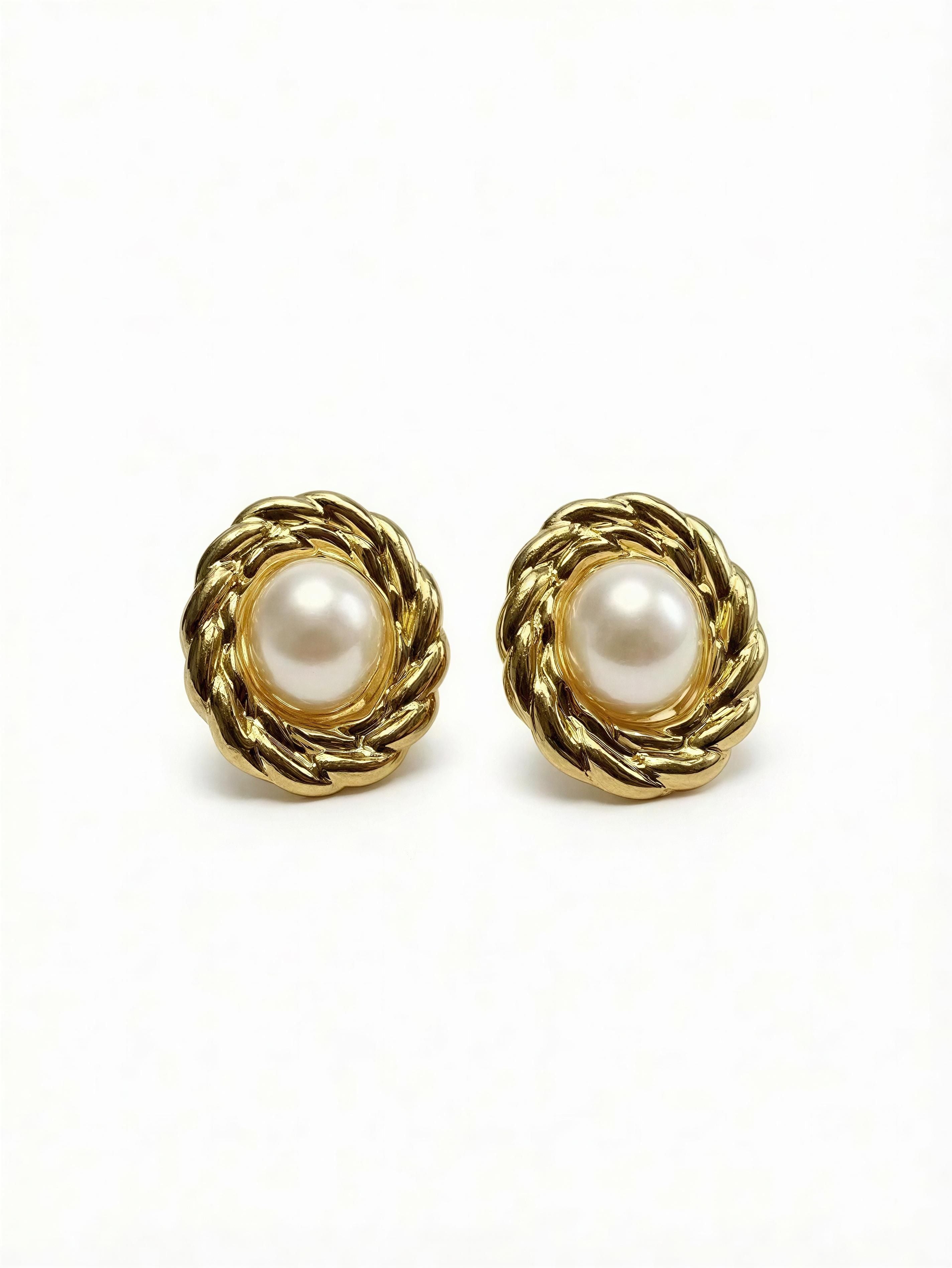 Topo TP015 - Ovalado Dorado Trenza con Perla